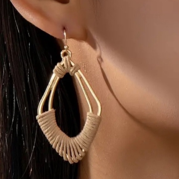 kristine’s closet Jewelry - 14k Gold Plated Handmade Braided Dangle Earrings